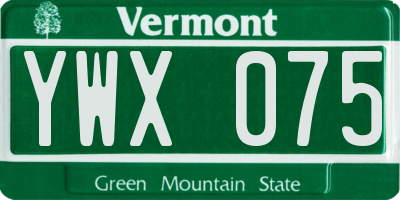 VT license plate YWX075
