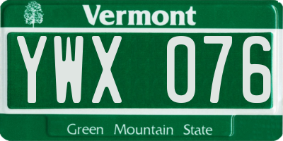 VT license plate YWX076