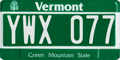 VT license plate YWX077