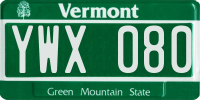 VT license plate YWX080