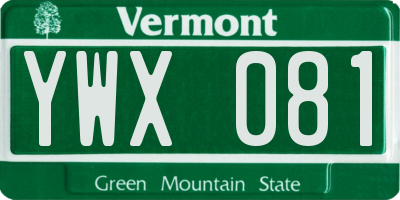 VT license plate YWX081