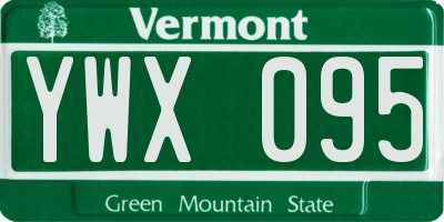 VT license plate YWX095