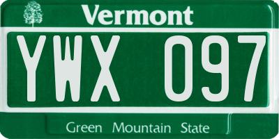 VT license plate YWX097