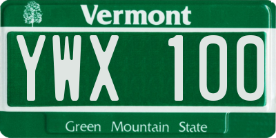 VT license plate YWX100