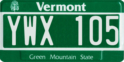 VT license plate YWX105