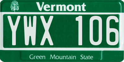 VT license plate YWX106