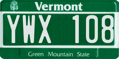 VT license plate YWX108