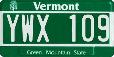 VT license plate YWX109