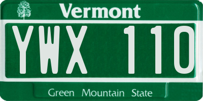 VT license plate YWX110