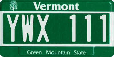 VT license plate YWX111
