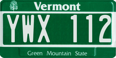 VT license plate YWX112