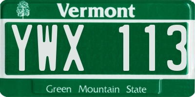 VT license plate YWX113