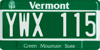 VT license plate YWX115