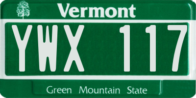 VT license plate YWX117