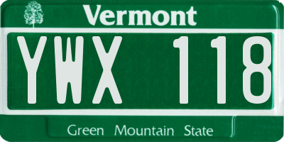 VT license plate YWX118