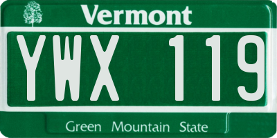 VT license plate YWX119