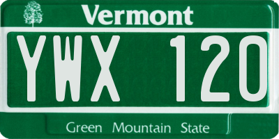 VT license plate YWX120