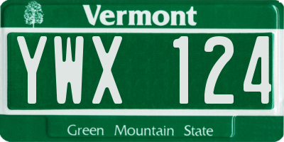 VT license plate YWX124