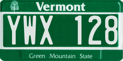 VT license plate YWX128