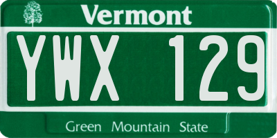 VT license plate YWX129