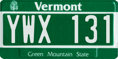 VT license plate YWX131
