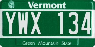 VT license plate YWX134
