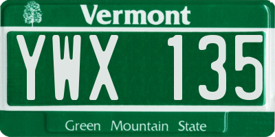 VT license plate YWX135
