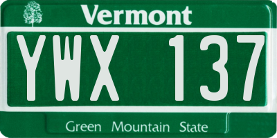 VT license plate YWX137