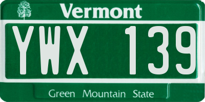 VT license plate YWX139