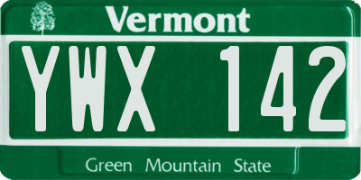 VT license plate YWX142
