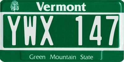 VT license plate YWX147