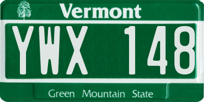 VT license plate YWX148