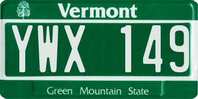 VT license plate YWX149