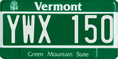 VT license plate YWX150