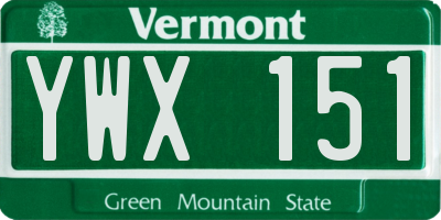 VT license plate YWX151