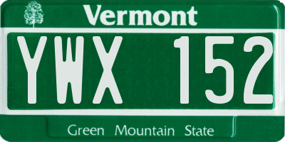 VT license plate YWX152