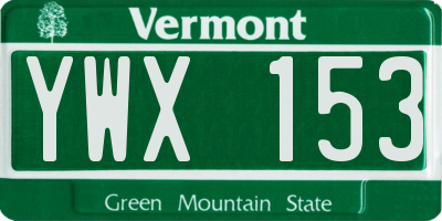 VT license plate YWX153