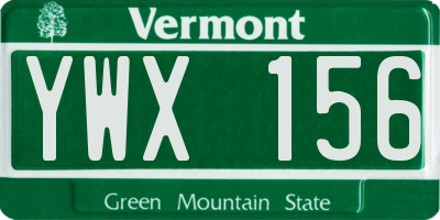 VT license plate YWX156