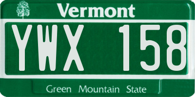 VT license plate YWX158