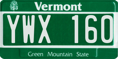 VT license plate YWX160