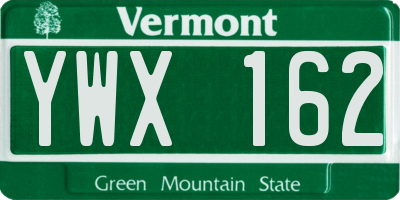VT license plate YWX162