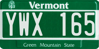VT license plate YWX165