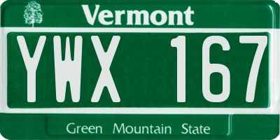 VT license plate YWX167