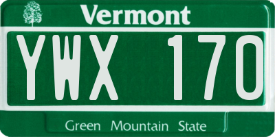 VT license plate YWX170