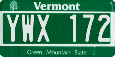 VT license plate YWX172