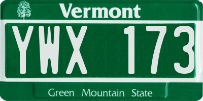 VT license plate YWX173
