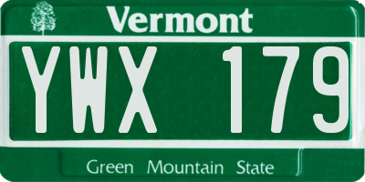 VT license plate YWX179