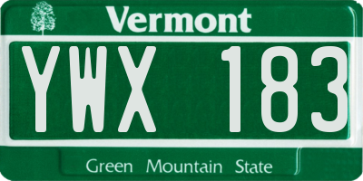 VT license plate YWX183