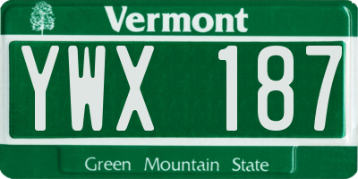 VT license plate YWX187