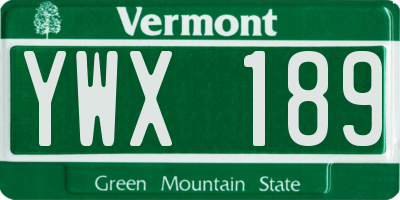 VT license plate YWX189